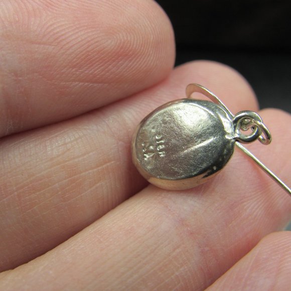 Sterling Silver Stone Light Blue Earrings Vintage - Picture 4 of 6